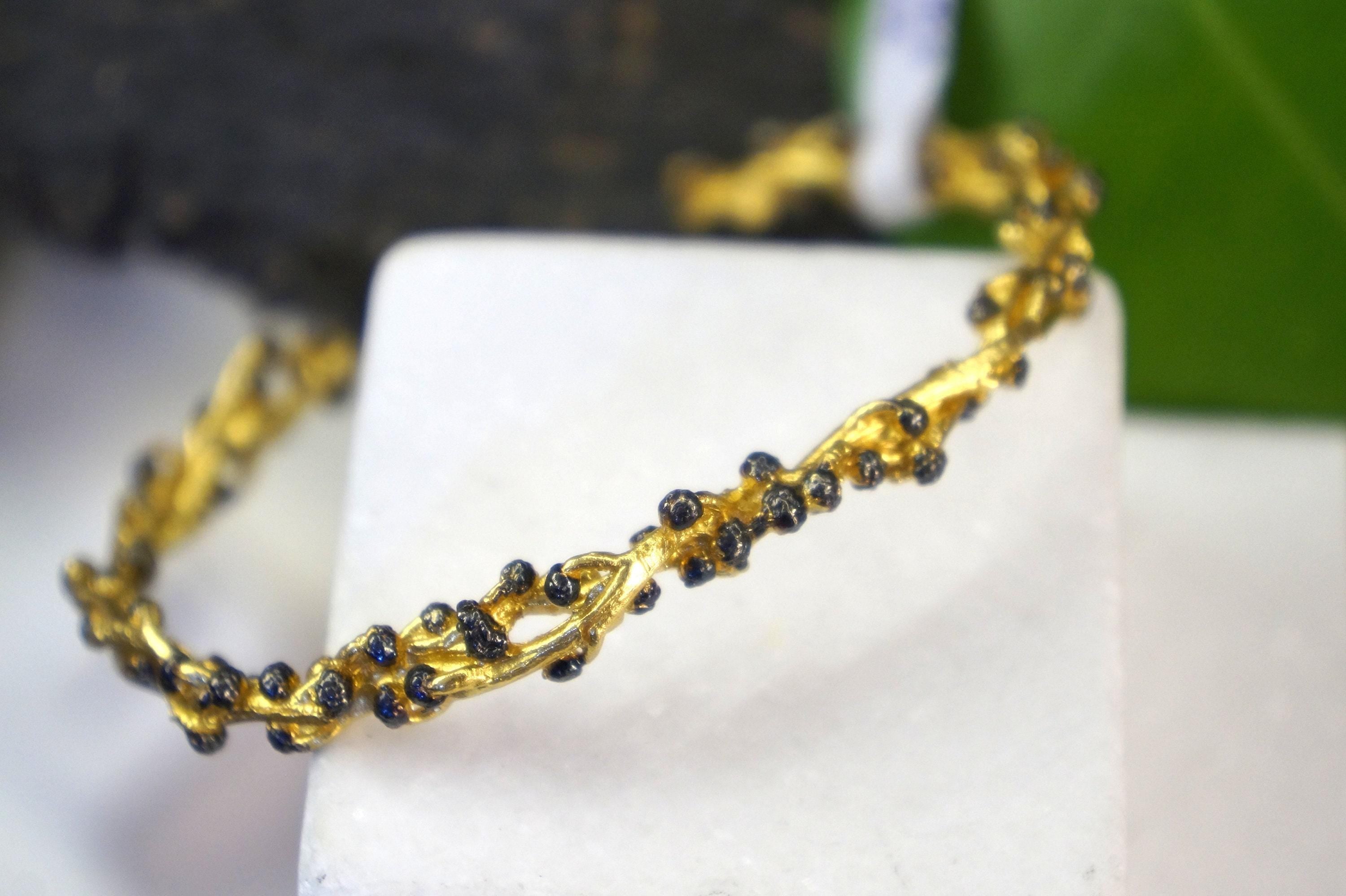 Acacia Branch Bracelet: Eco-Friendly Gold Plated Silver - Handmade